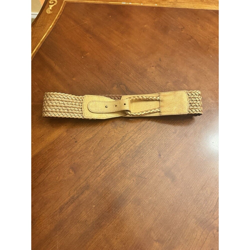 Cache Gold Leather Braided Wide Belt M 2.5” Wide